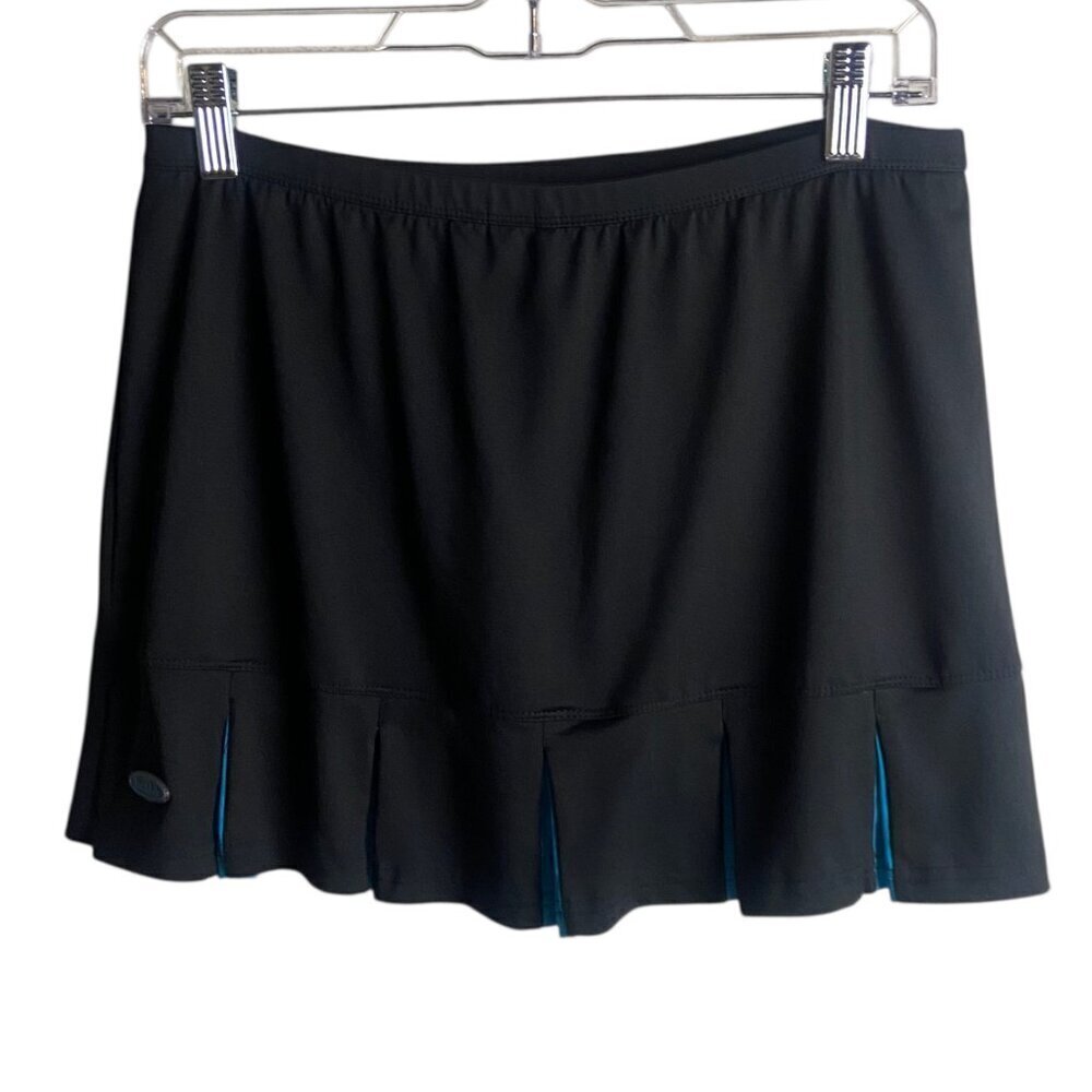 Bolle High Performance Size M Tennis Skirt Skort Black Teal Pleated Preppy Cheer - Picture 1 of 8
